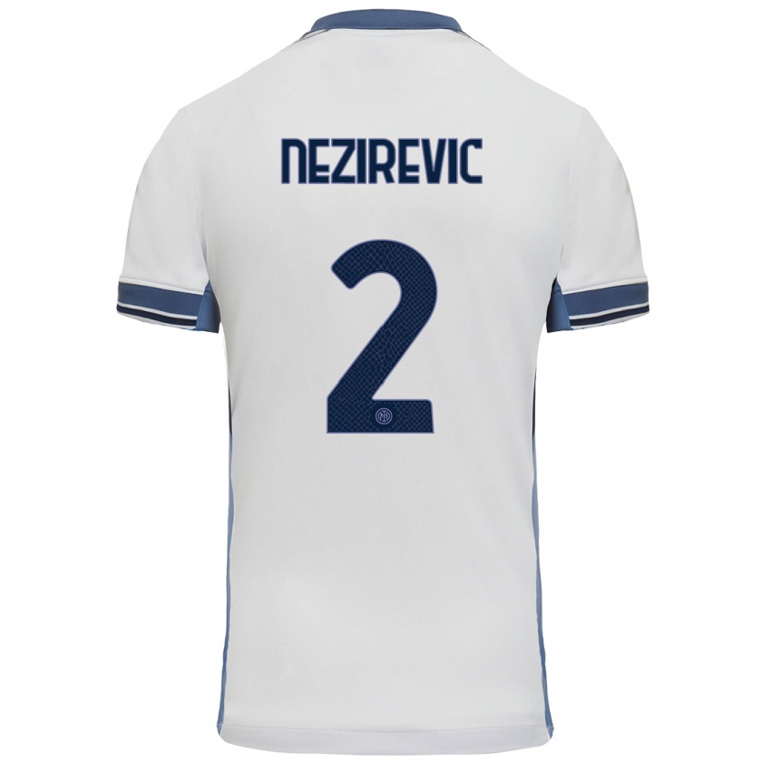 Kandiny Hombre Camiseta Alem Nezirevic #2 Blanco Gris 2ª Equipación 2024/25 La Camisa Chile