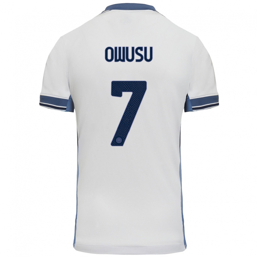 Kandiny Hombre Camiseta Enoch Owusu #7 Blanco Gris 2ª Equipación 2024/25 La Camisa Chile