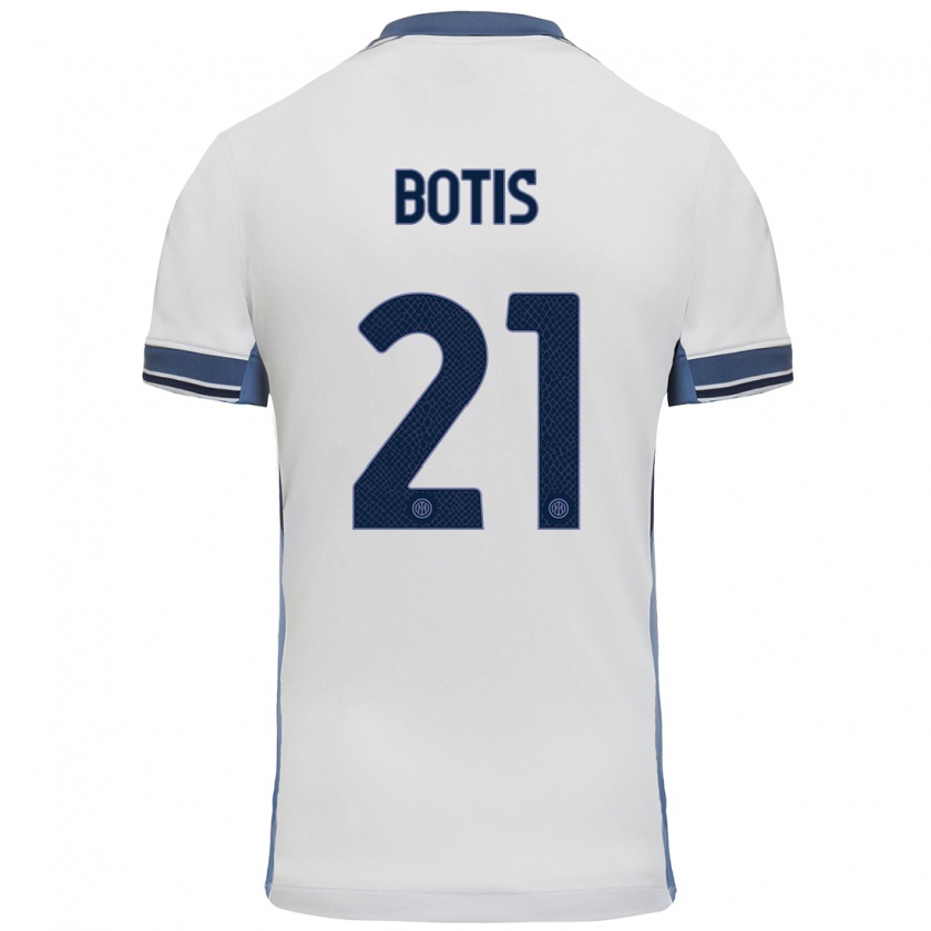 Kandiny Hombre Camiseta Nikolaos Botis #21 Blanco Gris 2ª Equipación 2024/25 La Camisa Chile