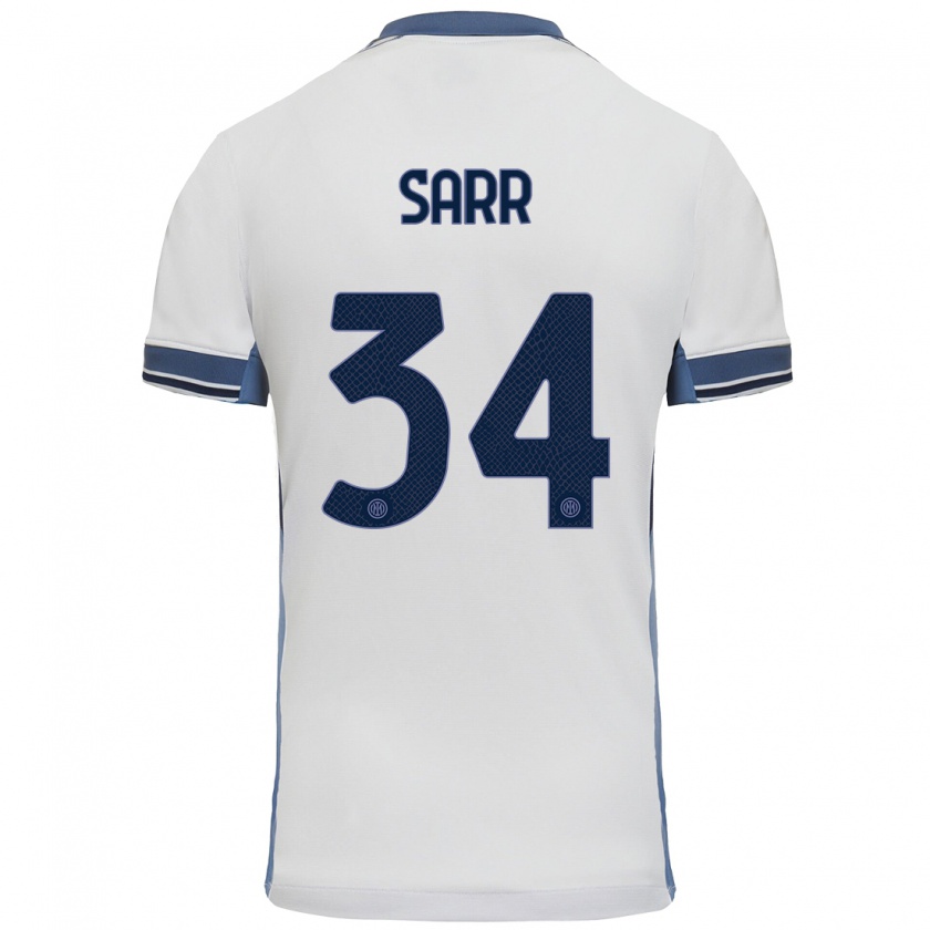 Kandiny Hombre Camiseta Amadou Sarr #34 Blanco Gris 2ª Equipación 2024/25 La Camisa Chile