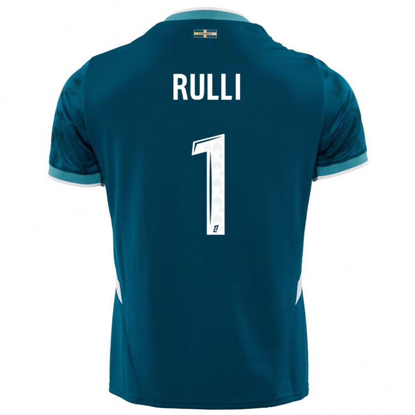 Kandiny Hombre Camiseta Gerónimo Rulli #1 Azul Turquesa 2ª Equipación 2024/25 La Camisa Chile