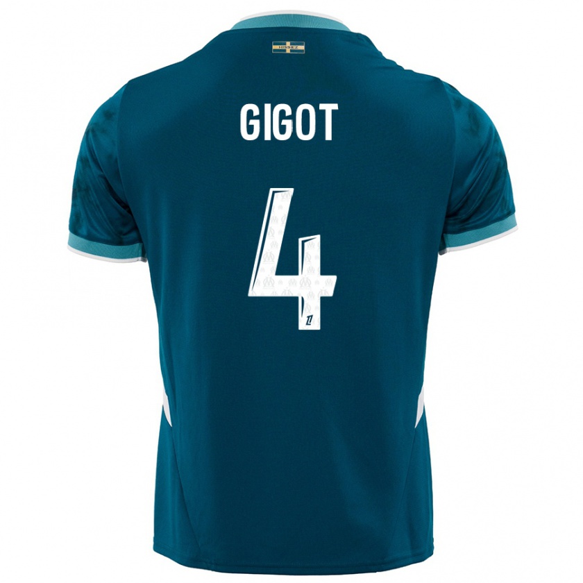 Kandiny Hombre Camiseta Samuel Gigot #4 Azul Turquesa 2ª Equipación 2024/25 La Camisa Chile