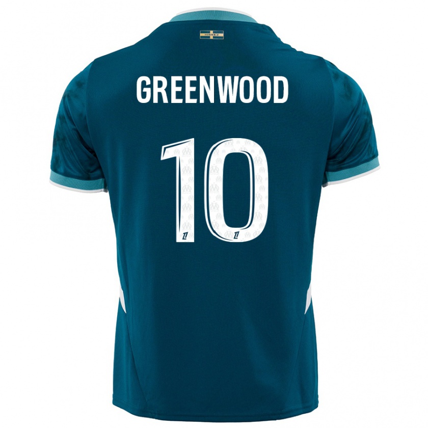 Kandiny Hombre Camiseta Mason Greenwood #10 Azul Turquesa 2ª Equipación 2024/25 La Camisa Chile