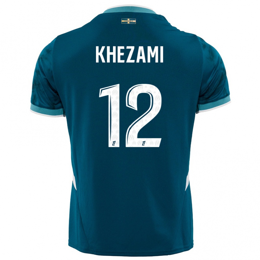 Kandiny Hombre Camiseta Roselène Khezami #12 Azul Turquesa 2ª Equipación 2024/25 La Camisa Chile