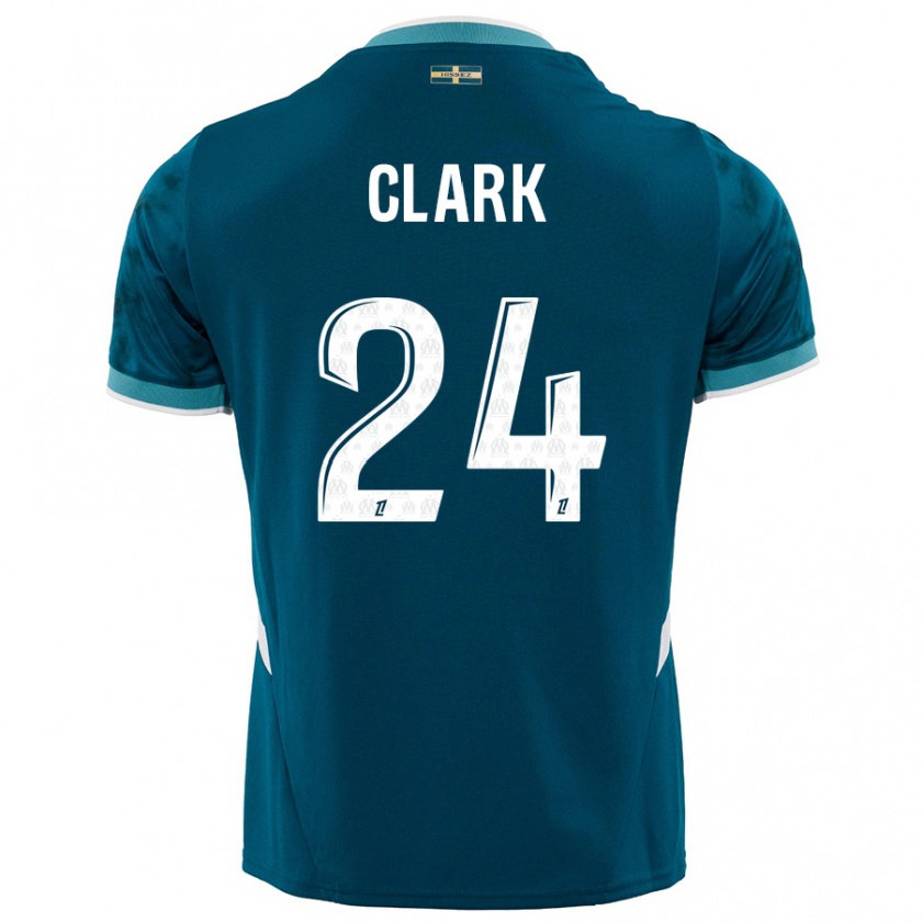 Kandiny Hombre Camiseta Ashley Clark #24 Azul Turquesa 2ª Equipación 2024/25 La Camisa Chile