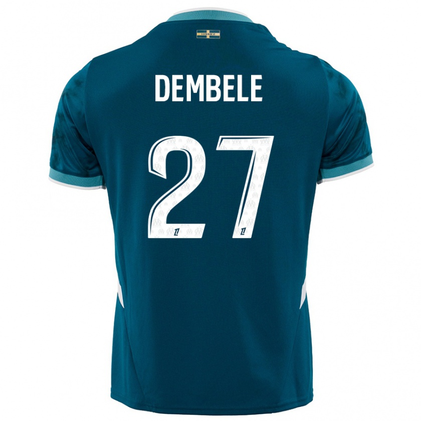 Kandiny Hombre Camiseta Coumba Dembélé #27 Azul Turquesa 2ª Equipación 2024/25 La Camisa Chile