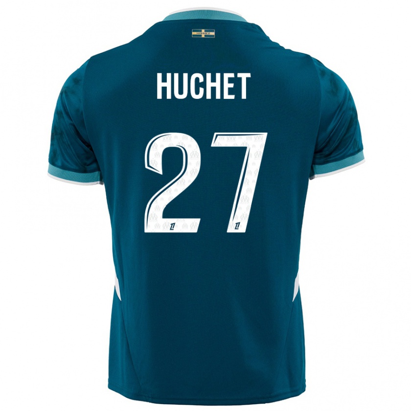 Kandiny Hombre Camiseta Sarah Huchet #27 Azul Turquesa 2ª Equipación 2024/25 La Camisa Chile