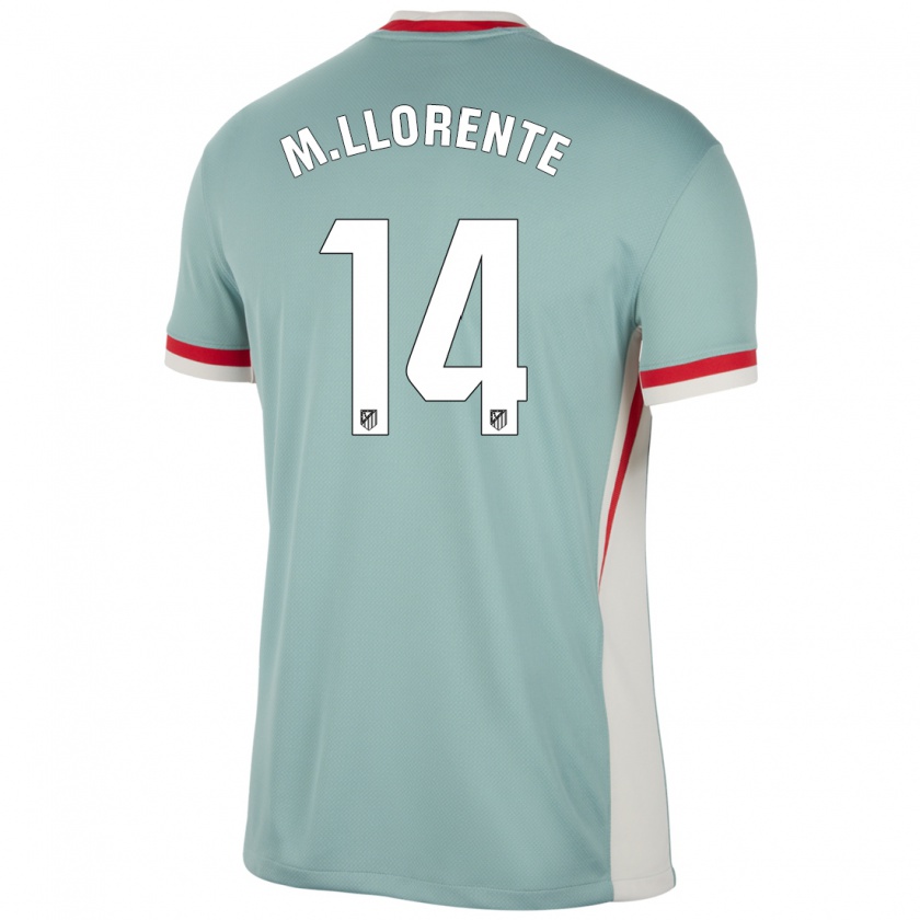 Kandiny Hombre Camiseta Marcos Llorente #14 Beige Claro Azul 2ª Equipación 2024/25 La Camisa Chile