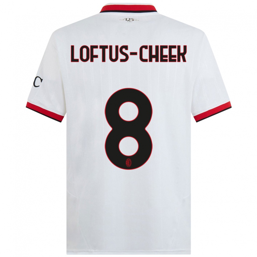 Kandiny Hombre Camiseta Ruben Loftus-Cheek #8 Blanco Negro Rojo 2ª Equipación 2024/25 La Camisa Chile