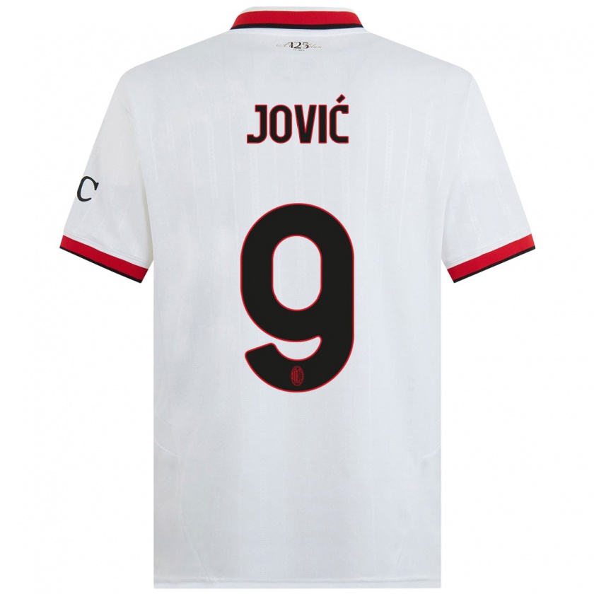 Kandiny Hombre Camiseta Luka Jović #9 Blanco Negro Rojo 2ª Equipación 2024/25 La Camisa Chile