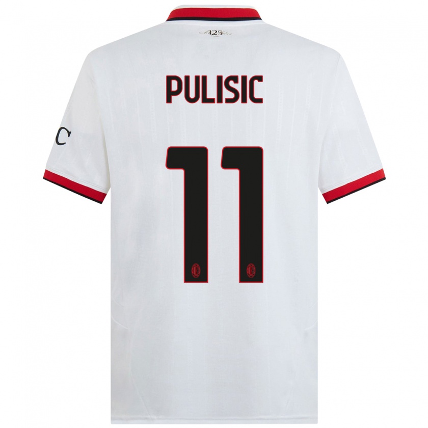 Kandiny Hombre Camiseta Christian Pulisic #11 Blanco Negro Rojo 2ª Equipación 2024/25 La Camisa Chile