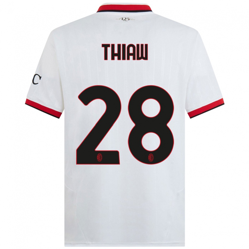 Kandiny Hombre Camiseta Malick Thiaw #28 Blanco Negro Rojo 2ª Equipación 2024/25 La Camisa Chile