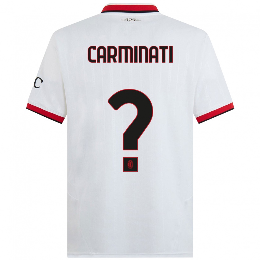 Kandiny Hombre Camiseta Diego Carminati #0 Blanco Negro Rojo 2ª Equipación 2024/25 La Camisa Chile