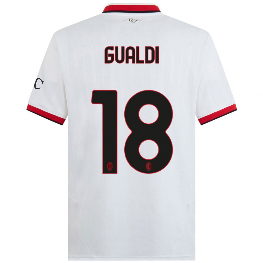 Kandiny Hombre Camiseta Andrea Gualdi #18 Blanco Negro Rojo 2ª Equipación 2024/25 La Camisa Chile