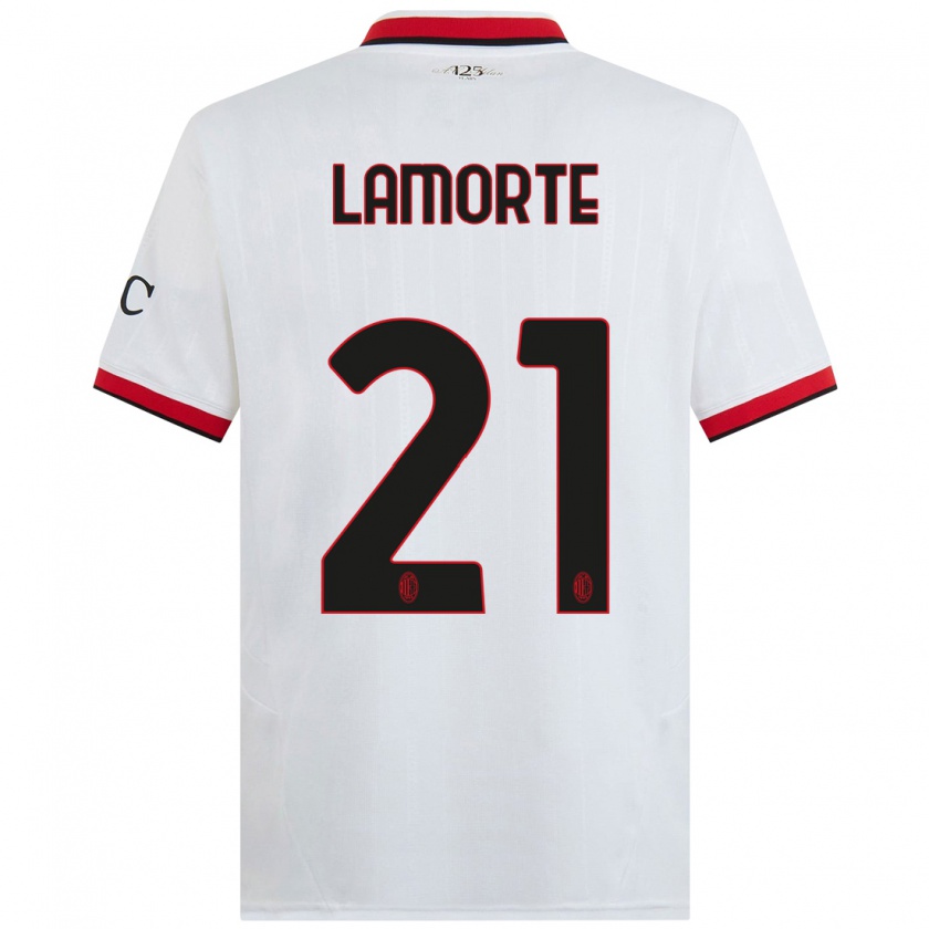 Kandiny Hombre Camiseta Alessandro Lamorte #21 Blanco Negro Rojo 2ª Equipación 2024/25 La Camisa Chile