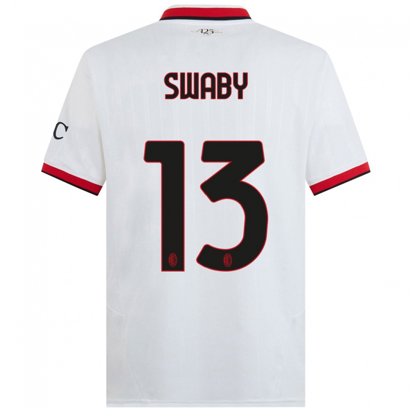 Kandiny Hombre Camiseta Allyson Swaby #13 Blanco Negro Rojo 2ª Equipación 2024/25 La Camisa Chile