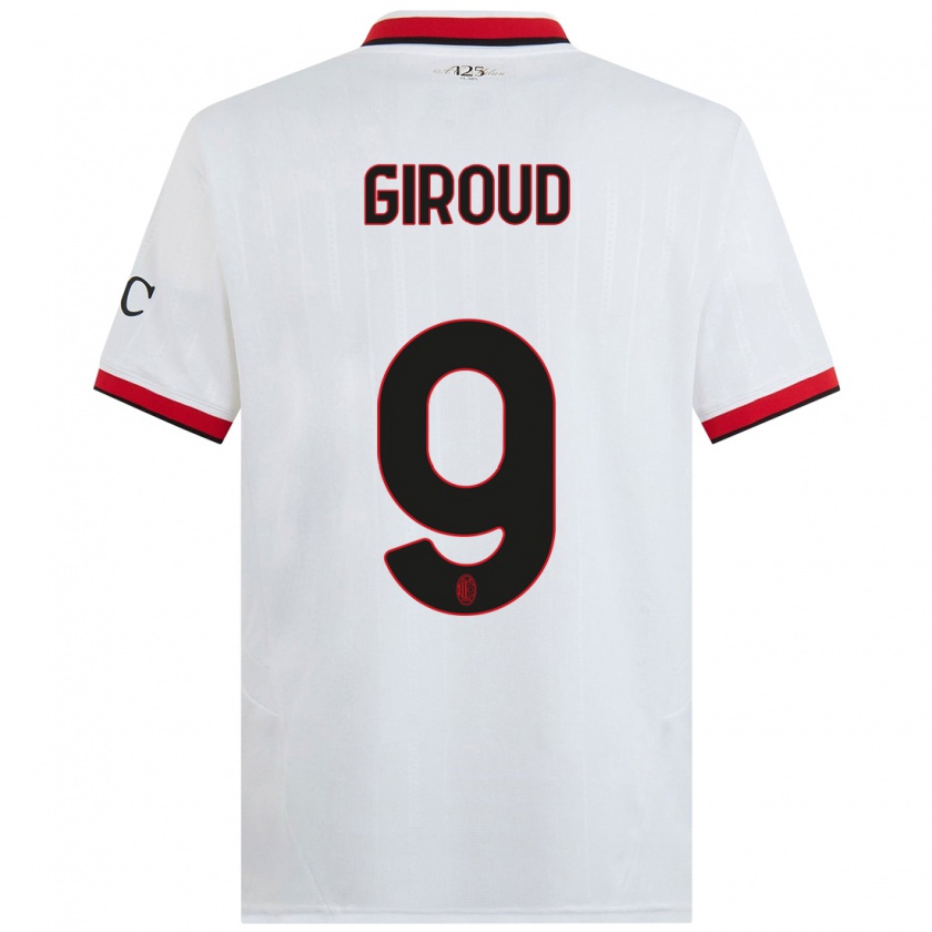 Kandiny Hombre Camiseta Olivier Giroud #9 Blanco Negro Rojo 2ª Equipación 2024/25 La Camisa Chile