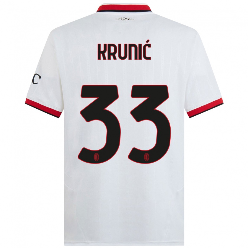 Kandiny Hombre Camiseta Rade Krunic #33 Blanco Negro Rojo 2ª Equipación 2024/25 La Camisa Chile