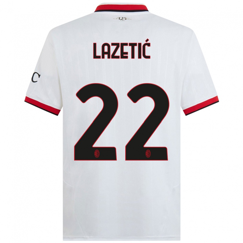 Kandiny Hombre Camiseta Marko Lazetic #22 Blanco Negro Rojo 2ª Equipación 2024/25 La Camisa Chile