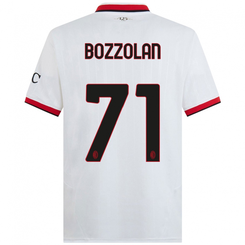 Kandiny Hombre Camiseta Andrea Bozzolan #71 Blanco Negro Rojo 2ª Equipación 2024/25 La Camisa Chile