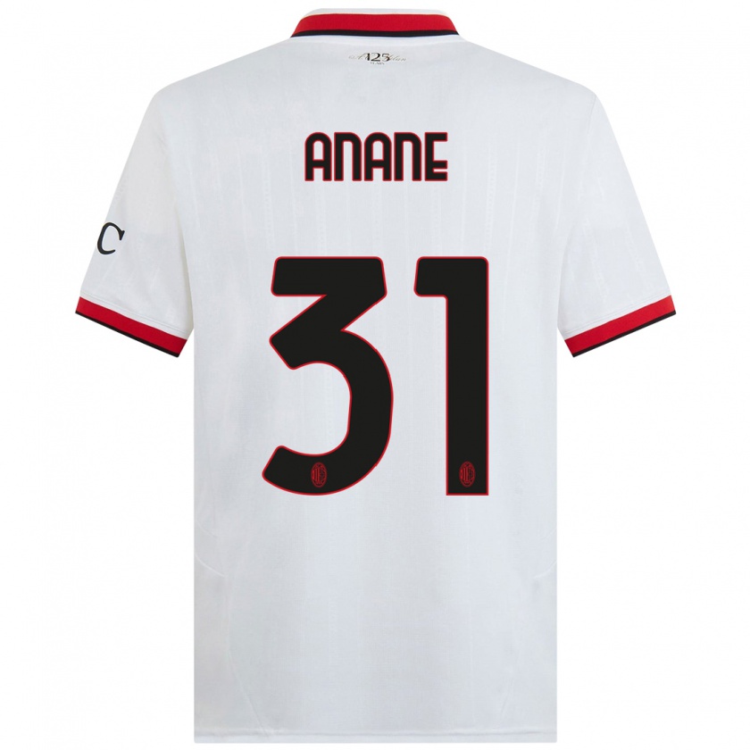 Kandiny Hombre Camiseta Emmanuel Anane #31 Blanco Negro Rojo 2ª Equipación 2024/25 La Camisa Chile