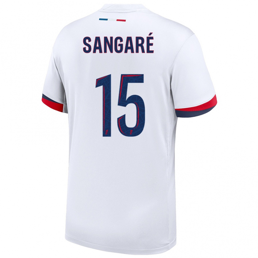 Kandiny Hombre Camiseta Mahamadou Sangaré #15 Blanco Azul Rojo 2ª Equipación 2024/25 La Camisa Chile