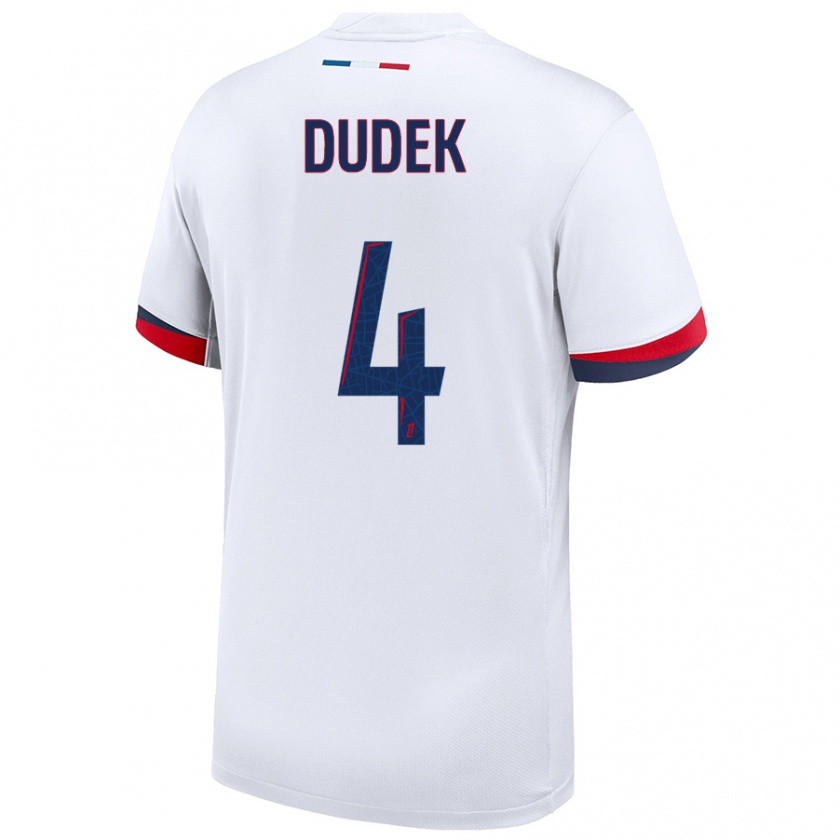 Kandiny Hombre Camiseta Paulina Dudek #4 Blanco Azul Rojo 2ª Equipación 2024/25 La Camisa Chile