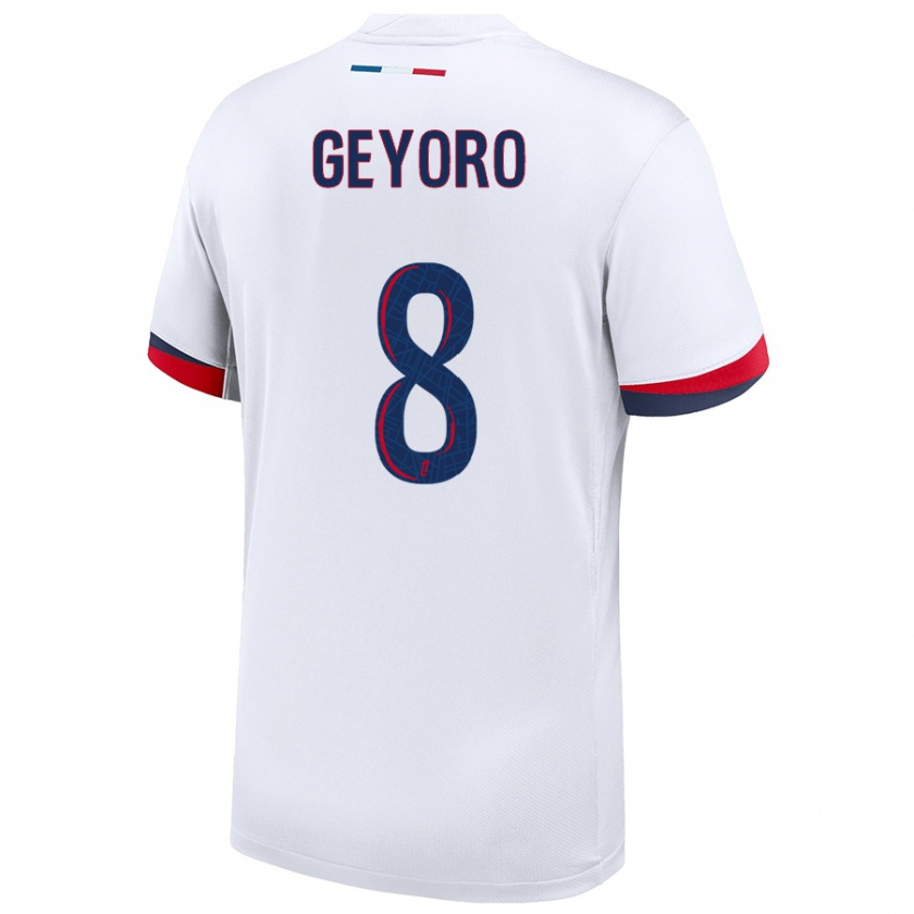 Kandiny Hombre Camiseta Grace Geyoro #8 Blanco Azul Rojo 2ª Equipación 2024/25 La Camisa Chile