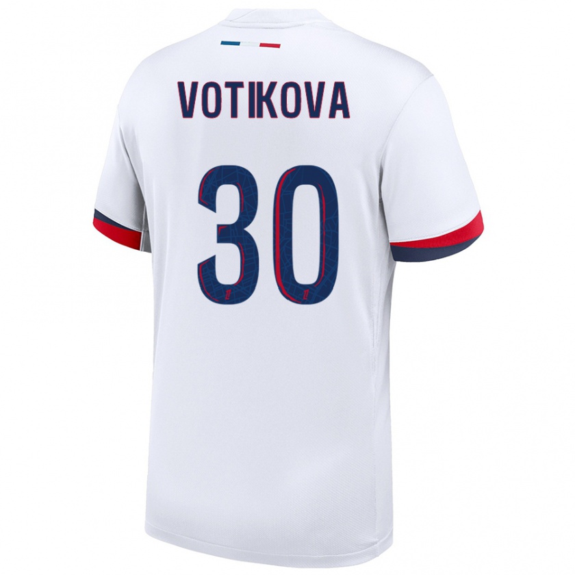 Kandiny Hombre Camiseta Barbora Votikova #30 Blanco Azul Rojo 2ª Equipación 2024/25 La Camisa Chile