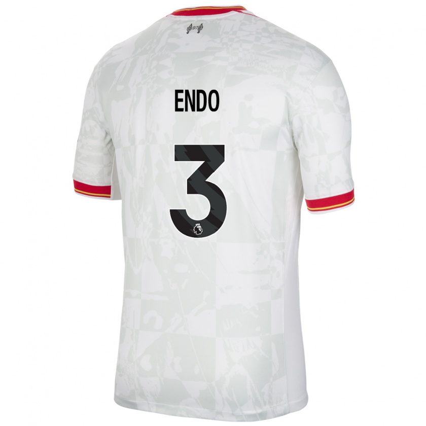 Kandiny Hombre Camiseta Wataru Endo #3 Blanco Rojo Negro Equipación Tercera 2024/25 La Camisa Chile