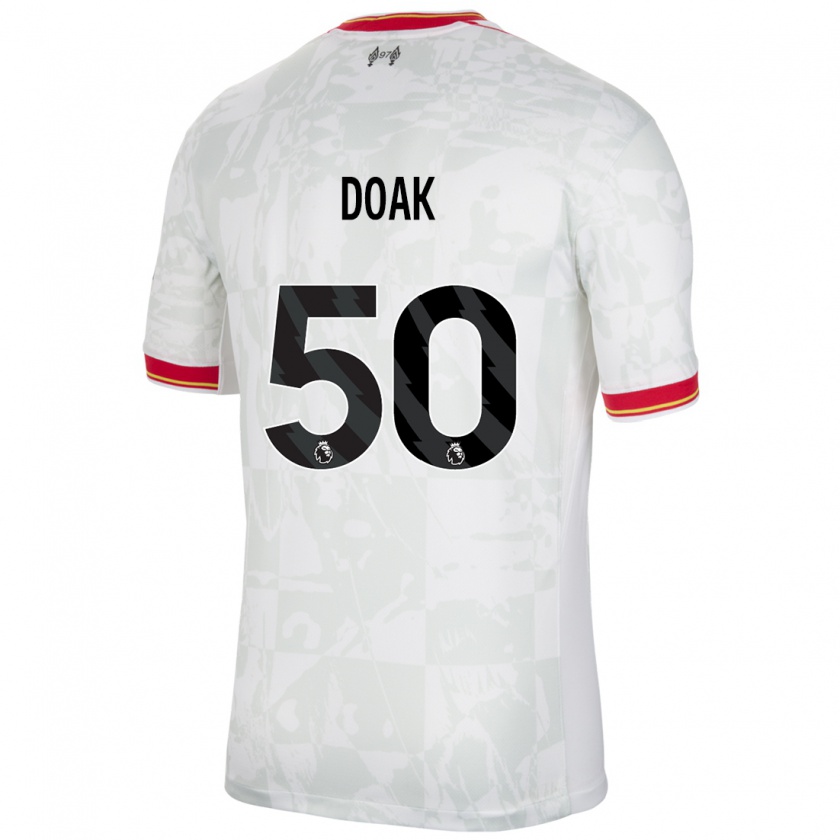 Kandiny Hombre Camiseta Ben Doak #50 Blanco Rojo Negro Equipación Tercera 2024/25 La Camisa Chile