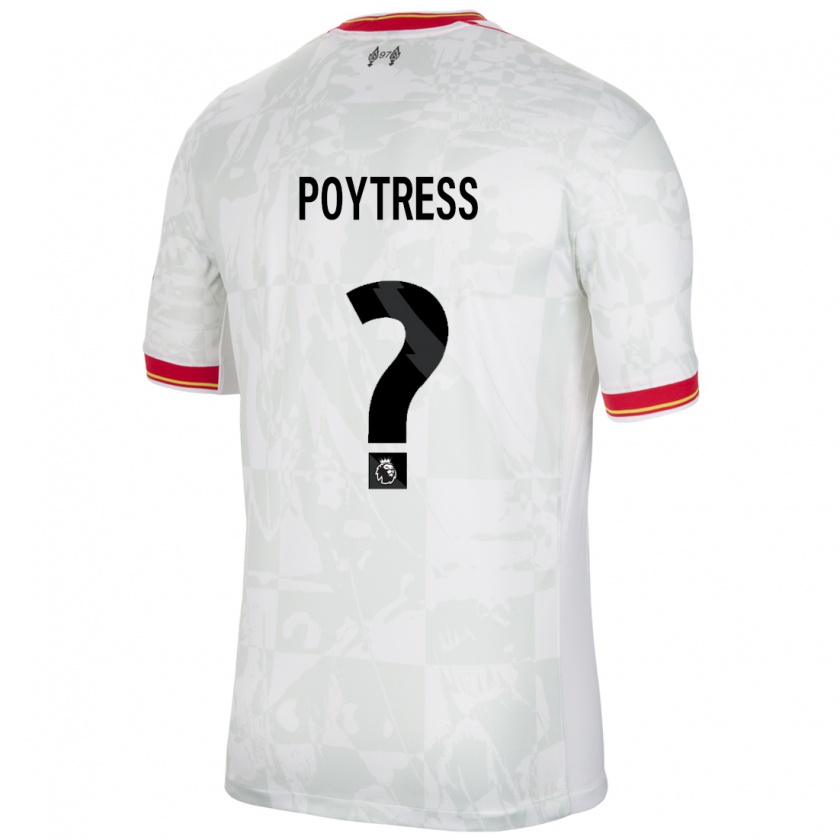 Kandiny Hombre Camiseta Jacob Poytress #0 Blanco Rojo Negro Equipación Tercera 2024/25 La Camisa Chile