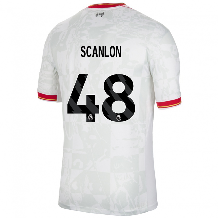 Kandiny Hombre Camiseta Calum Scanlon #48 Blanco Rojo Negro Equipación Tercera 2024/25 La Camisa Chile