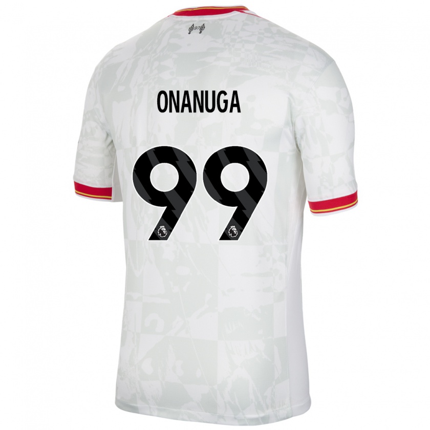 Kandiny Hombre Camiseta Fola Onanuga #99 Blanco Rojo Negro Equipación Tercera 2024/25 La Camisa Chile