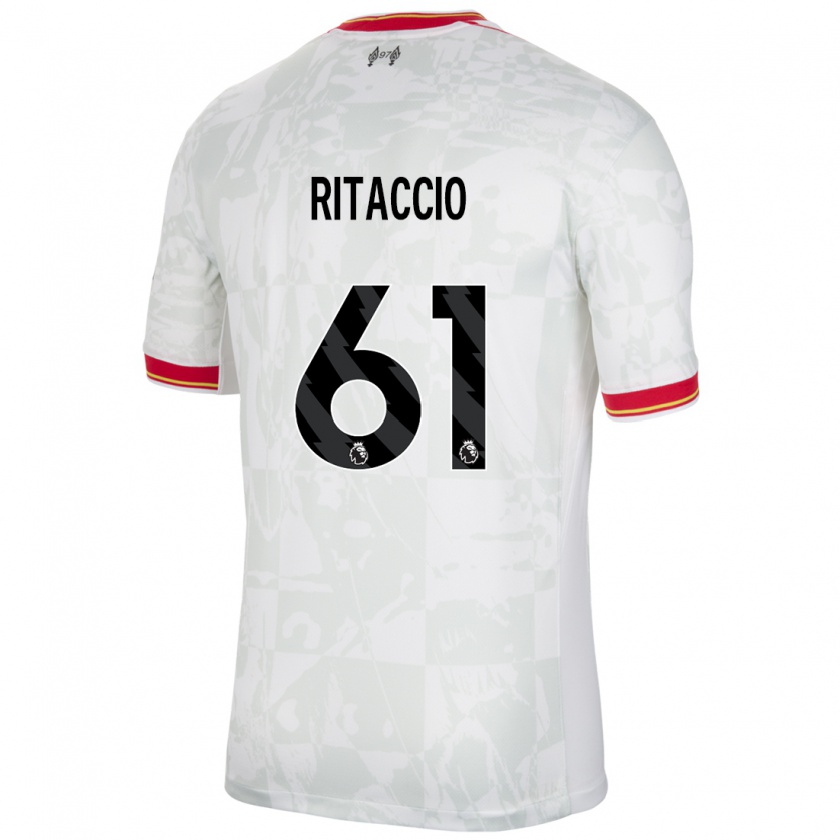 Kandiny Hombre Camiseta Matteo Ritaccio #61 Blanco Rojo Negro Equipación Tercera 2024/25 La Camisa Chile