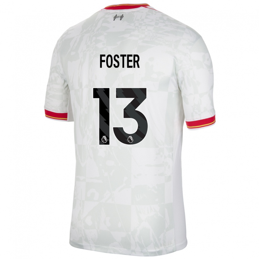 Kandiny Hombre Camiseta Rylee Foster #13 Blanco Rojo Negro Equipación Tercera 2024/25 La Camisa Chile