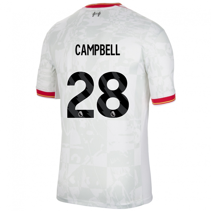 Kandiny Hombre Camiseta Megan Campbell #28 Blanco Rojo Negro Equipación Tercera 2024/25 La Camisa Chile