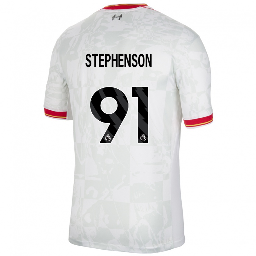 Kandiny Hombre Camiseta Luca Stephenson #91 Blanco Rojo Negro Equipación Tercera 2024/25 La Camisa Chile