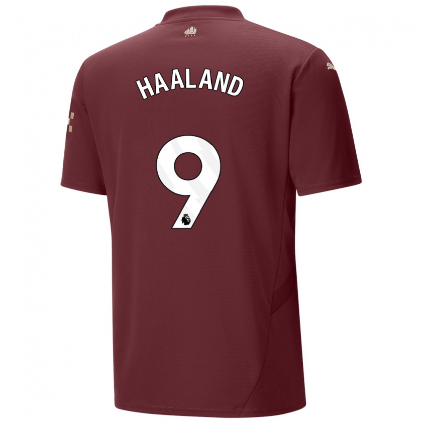 Kandiny Hombre Camiseta Erling Haaland #9 Granate Equipación Tercera 2024/25 La Camisa Chile