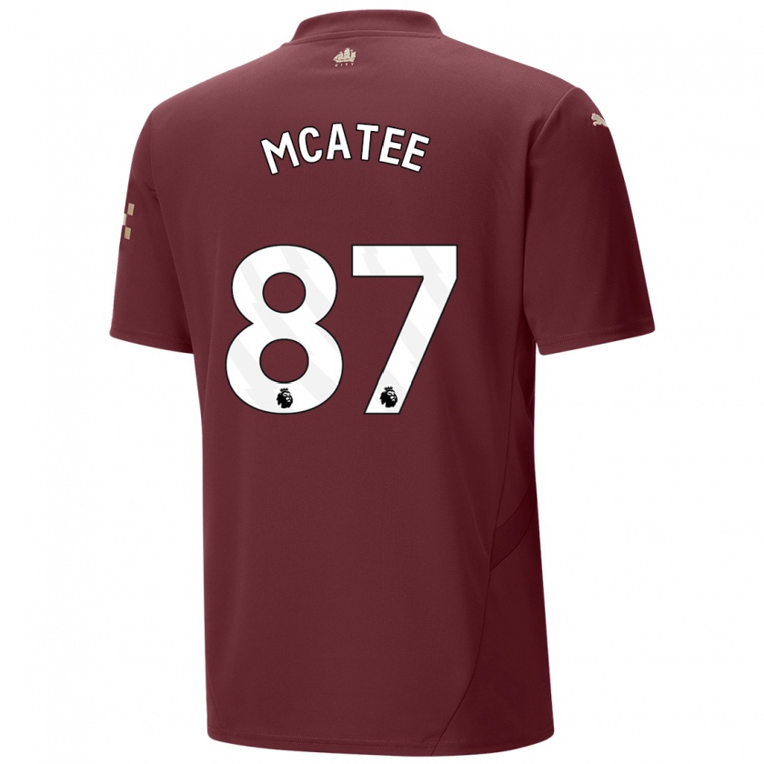 Kandiny Hombre Camiseta James Mcatee #87 Granate Equipación Tercera 2024/25 La Camisa Chile