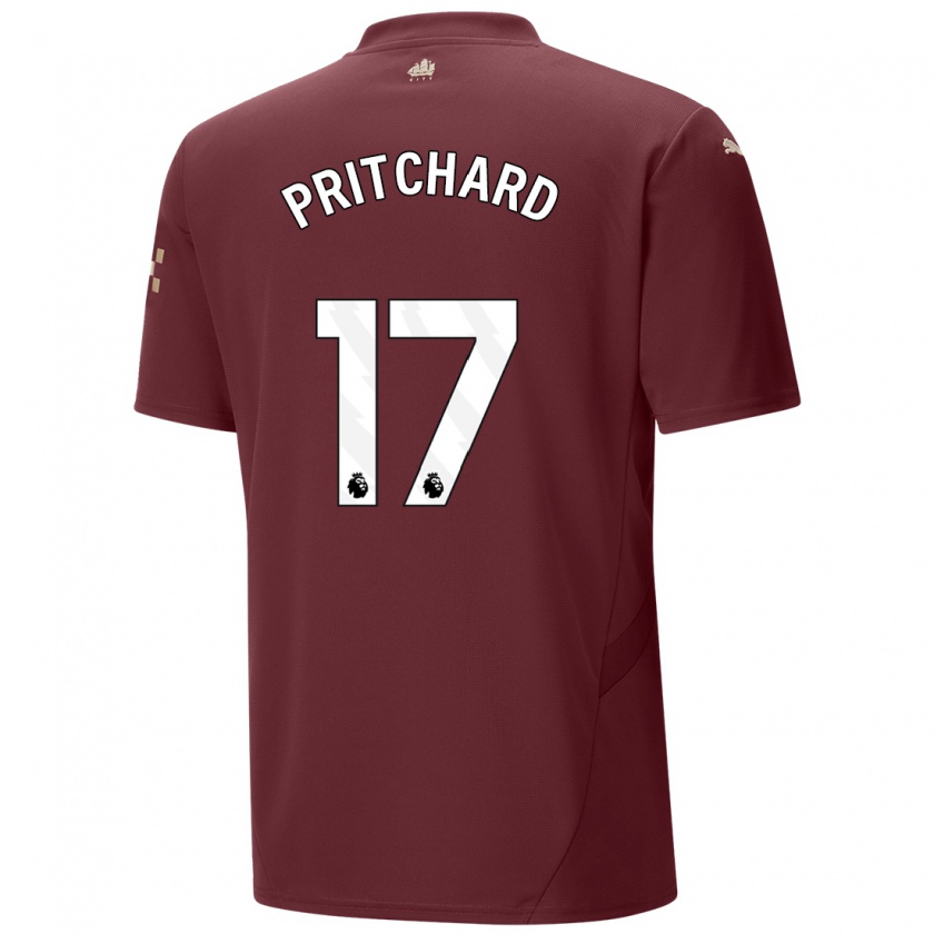 Kandiny Hombre Camiseta Poppy Pritchard #17 Granate Equipación Tercera 2024/25 La Camisa Chile