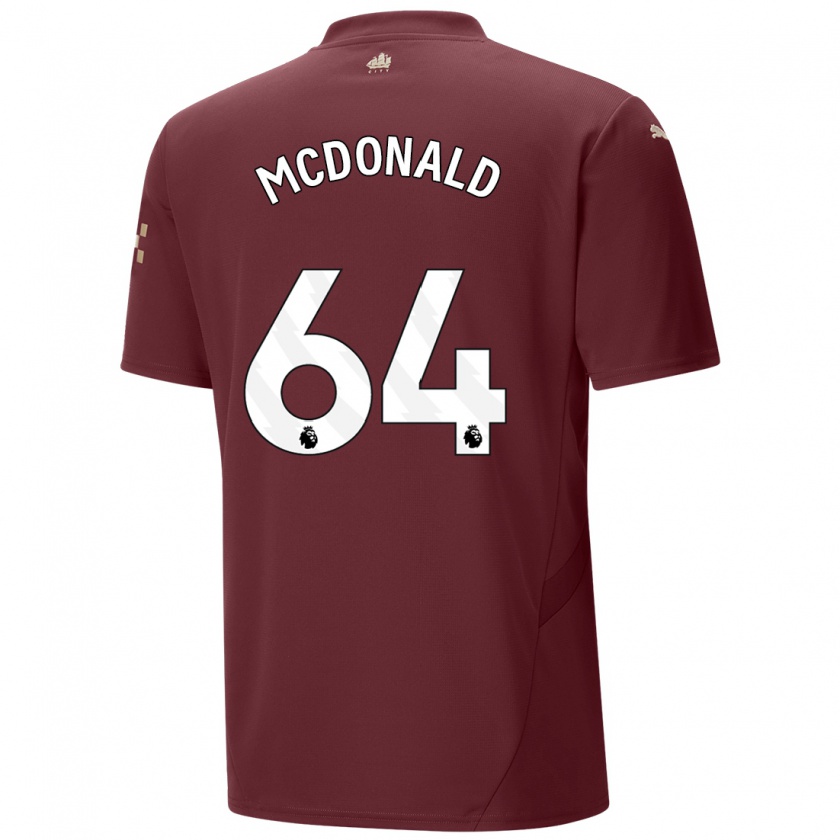 Kandiny Hombre Camiseta Rowan Mcdonald #64 Granate Equipación Tercera 2024/25 La Camisa Chile