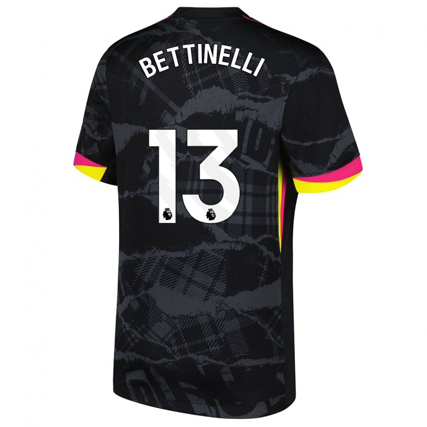 Kandiny Hombre Camiseta Marcus Bettinelli #13 Negro Rosa Equipación Tercera 2024/25 La Camisa Chile