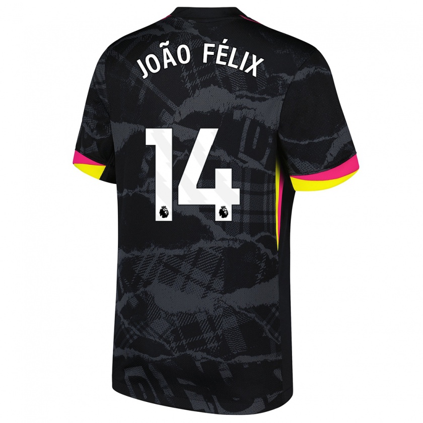 Kandiny Hombre Camiseta João Félix #14 Negro Rosa Equipación Tercera 2024/25 La Camisa Chile