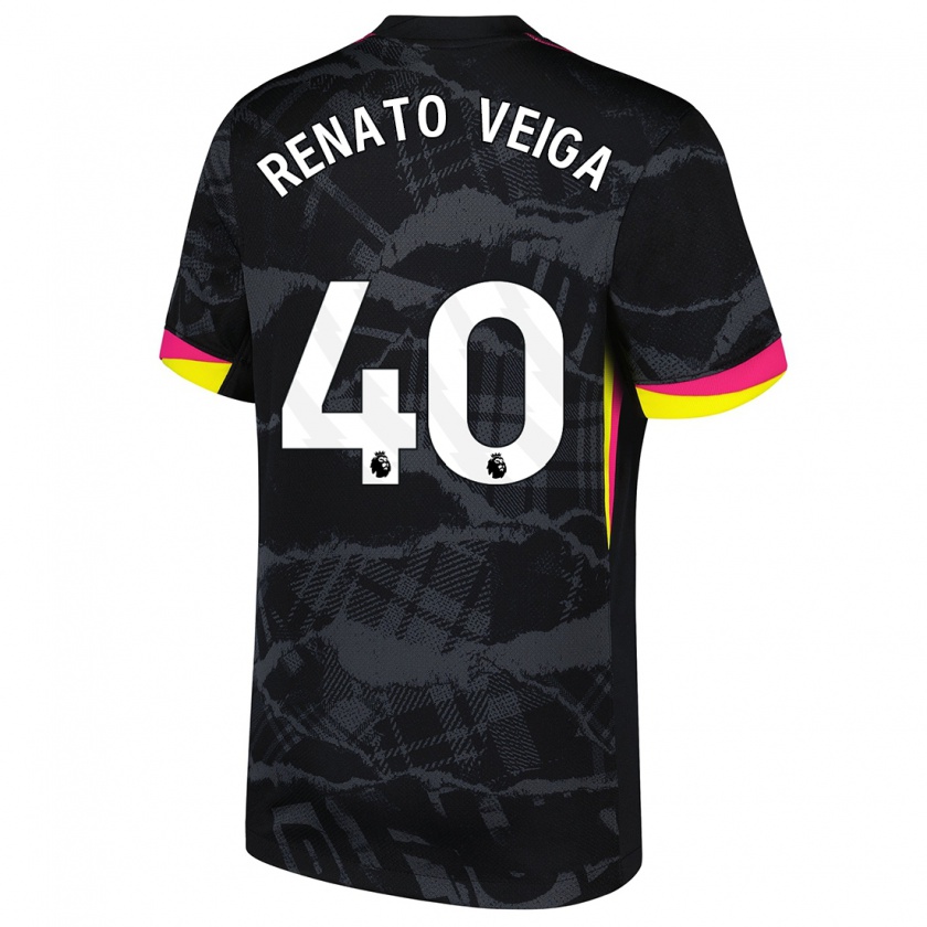 Kandiny Hombre Camiseta Renato Veiga #40 Negro Rosa Equipación Tercera 2024/25 La Camisa Chile