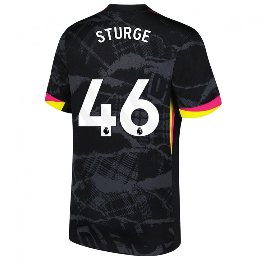 Kandiny Hombre Camiseta Zak Sturge #46 Negro Rosa Equipación Tercera 2024/25 La Camisa Chile