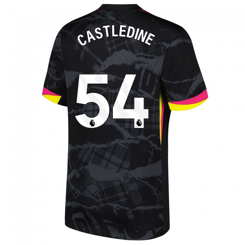 Kandiny Hombre Camiseta Leo Castledine #54 Negro Rosa Equipación Tercera 2024/25 La Camisa Chile