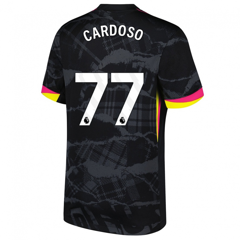 Kandiny Hombre Camiseta Leo Cardoso #77 Negro Rosa Equipación Tercera 2024/25 La Camisa Chile