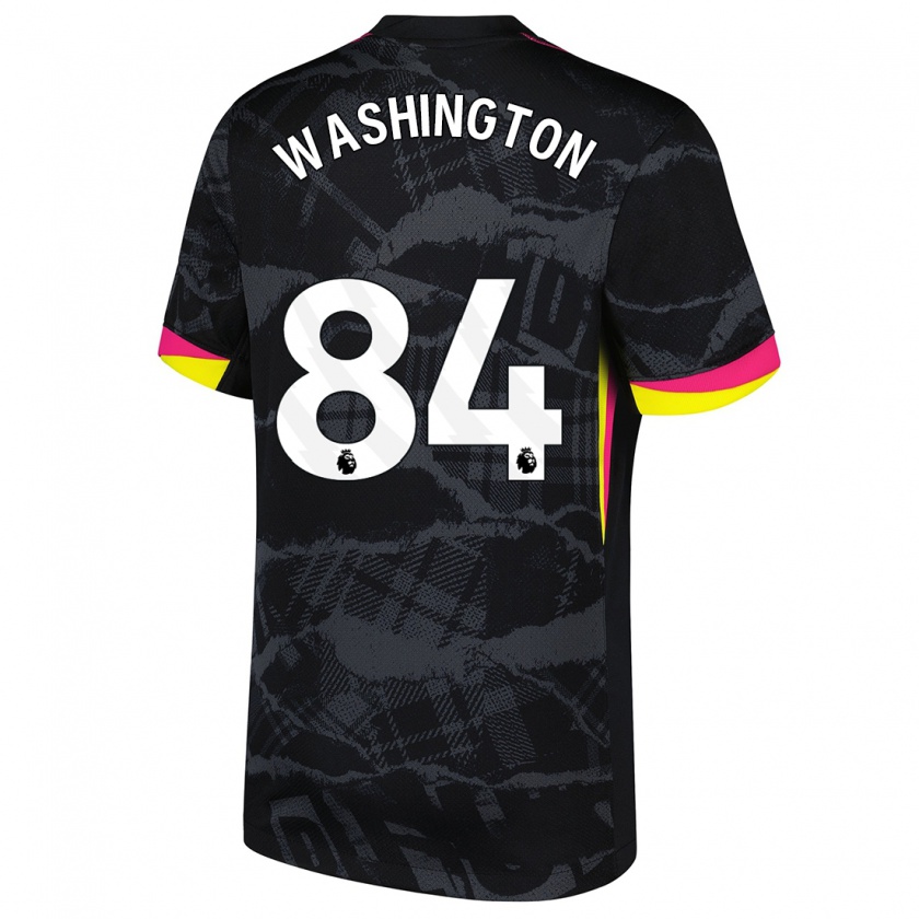 Kandiny Hombre Camiseta Marcell Washington #84 Negro Rosa Equipación Tercera 2024/25 La Camisa Chile