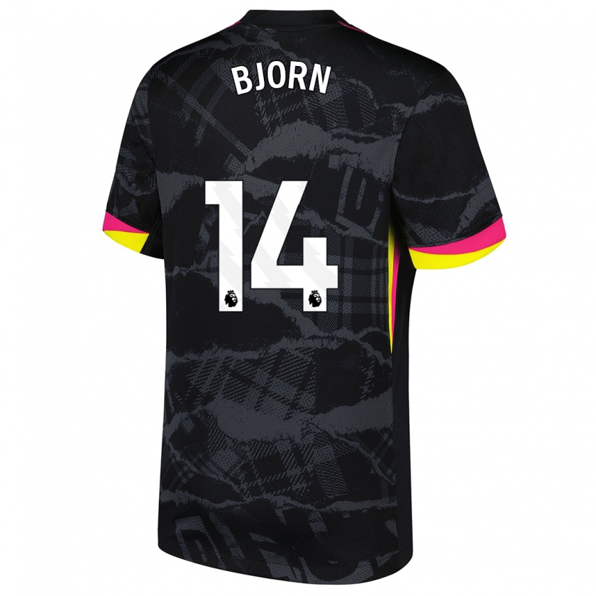 Kandiny Hombre Camiseta Nathalie Björn #14 Negro Rosa Equipación Tercera 2024/25 La Camisa Chile